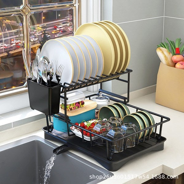 ESCURRIDOR DE PLATOS METAL 2 PISOS CON DESAGÜE