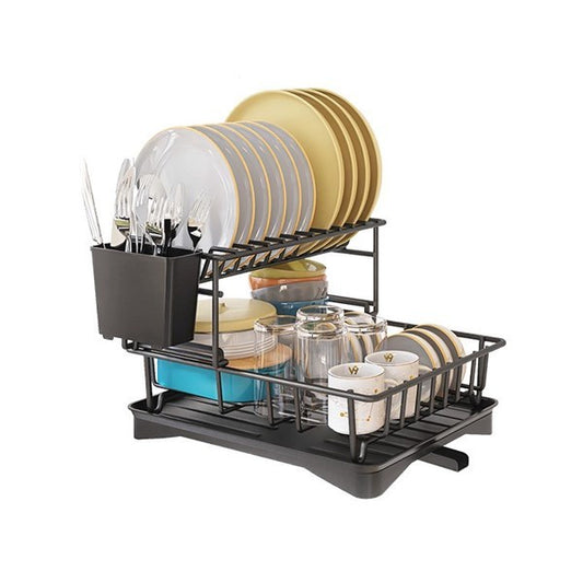 ESCURRIDOR DE PLATOS METAL 2 PISOS CON DESAGÜE