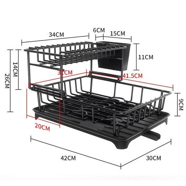 ESCURRIDOR DE PLATOS METAL 2 PISOS CON DESAGÜE