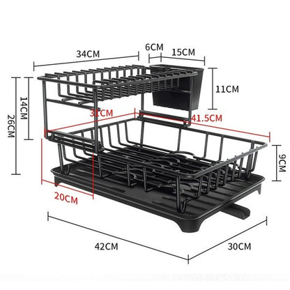 ESCURRIDOR DE PLATOS METAL 2 PISOS CON DESAGÜE