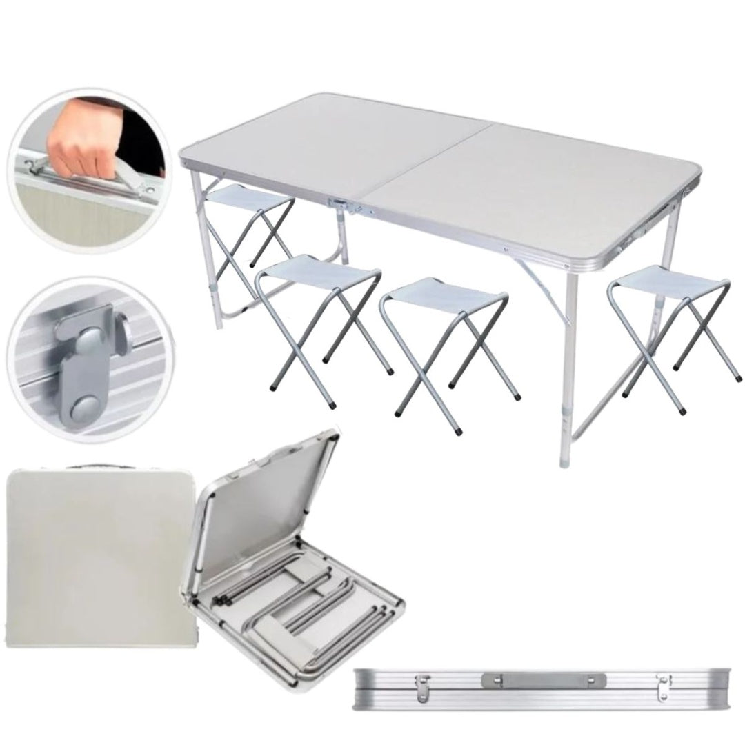 MESA PLEGABLE DE CAMPING CON BANCOS 120x60x55